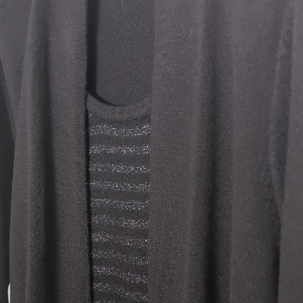 Charter Club Black Open Front Long Sleeve Top With Attached Cami Sz Large